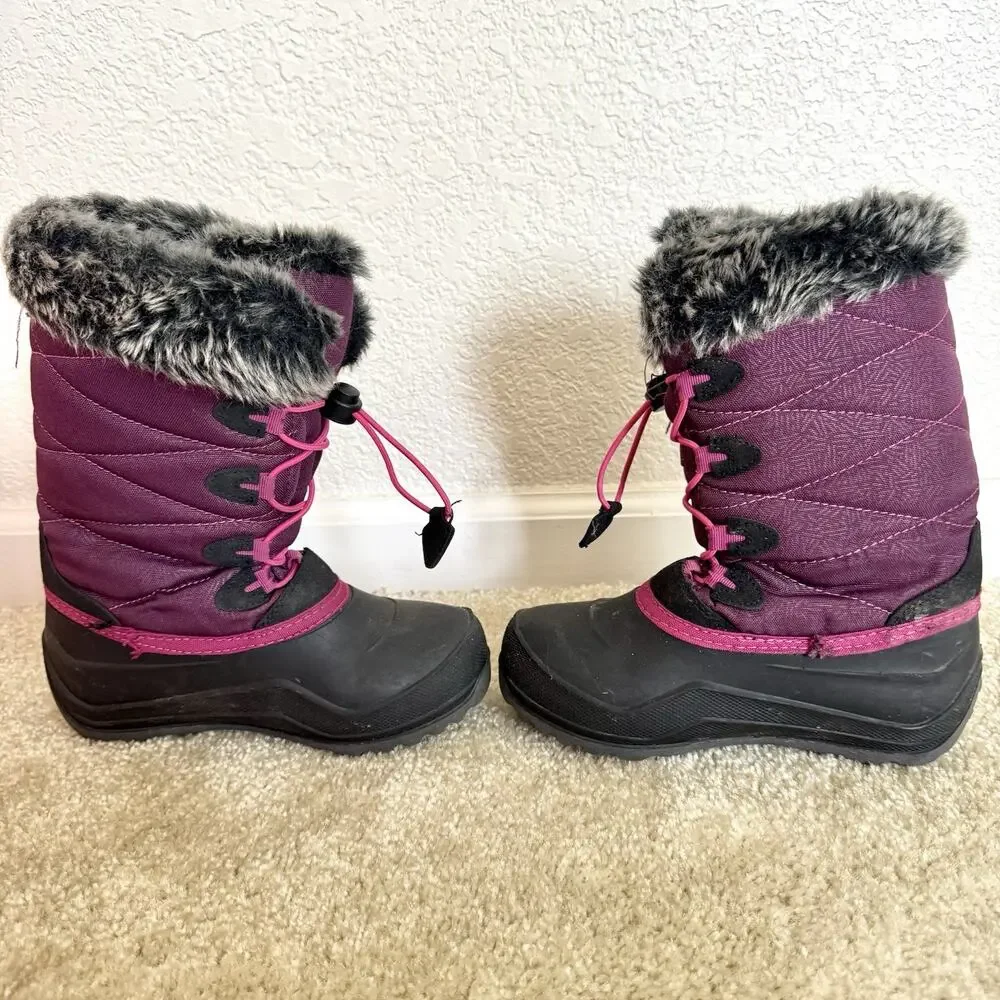 Kamik Snowangel Girls Size 2 Purple Snow Boots Faux Fur Waterproof Winter Shoes